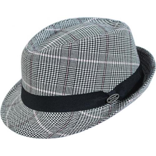 Dorfman Pacific Black / White Houndstooth With Pink Windowpanes Dress Hat